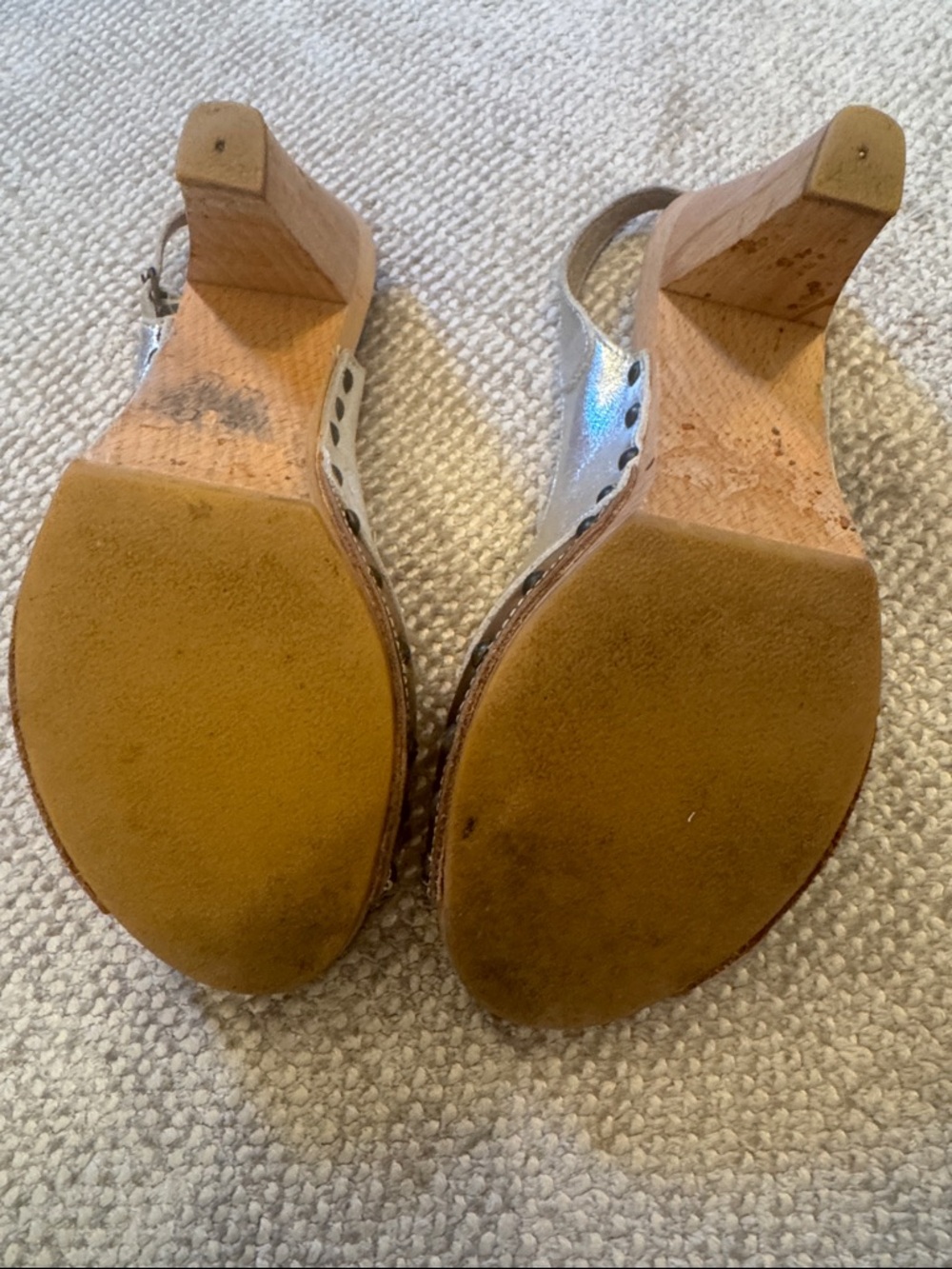 Jeffrey Campbell Gold and Silver Peep-Toe Slingback Sling back  Sandals - Picture 3 of 3